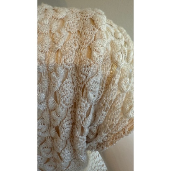 Free People Ivory Crochet Gypsy Boho Scoop Sheath Dress L - Picture 10 of 12